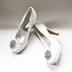 ElegantPark Lace Platform Bridal Shoes size 9
